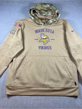 Nike Minnesota Vikings Salute to to Service Camo Hood Pullover - Khaki/Tan XXL